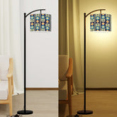 Modern Scandinavian Flower Blue, Orange Yellow Green Mid Century Modern Arc Floor Lamp - Mid Century Modern Gal