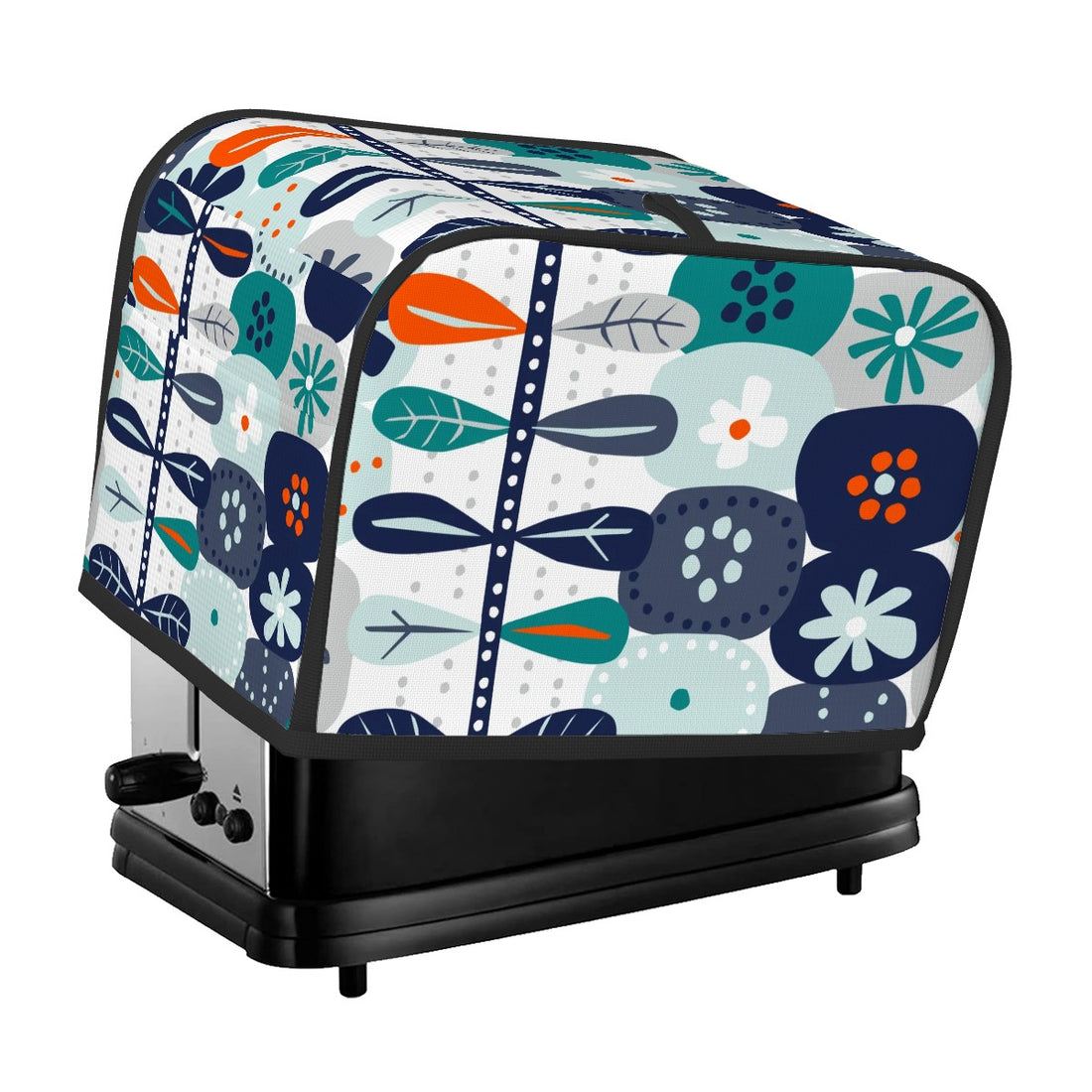 Mod Mod Boho Modern Danish Floral Blue Orange White Retro Kitchen 2 Slice Toaster Cover - Mid Century Modern Gal