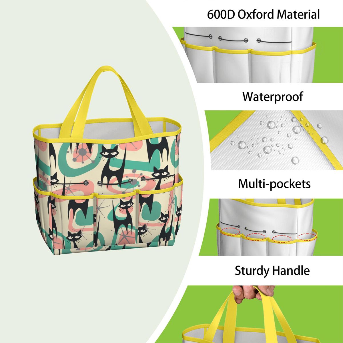 Atomic Cat Mid Century Modern Starburst Retro Kitsch Garden Tool Bag