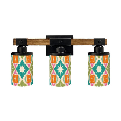Mid Century Modern Vanity Light Fixture, Orange Green Teal Starburst Geometric Designed - Mid Century Modern Gal
