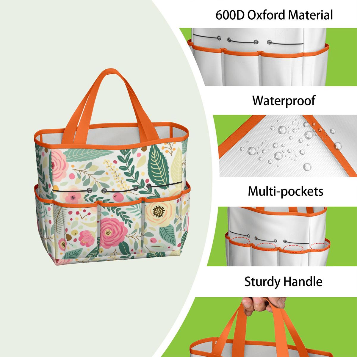 Floral Pink Mid Century Modern Garden Tool Bag