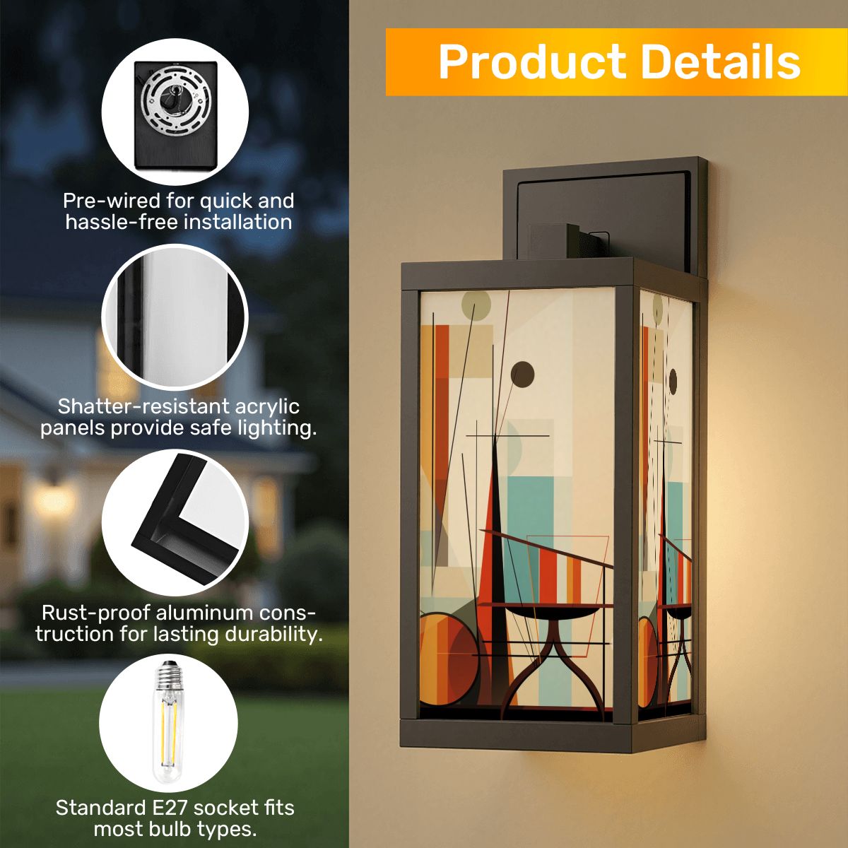 Mid Century Modern Bauhaus Designed MCM Retro Patio Wall Light - Mid Century Modern Gal
