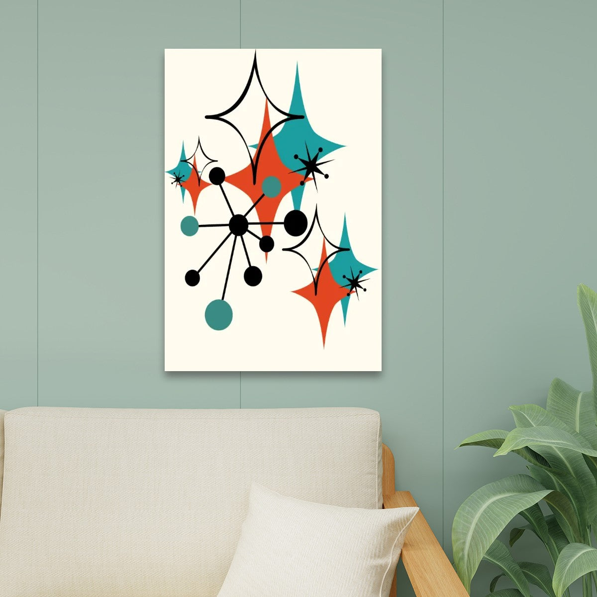 Mid Century Modern Wall Art, Atomic Diamonds Starburst Retro Mod Home Decor - Mid Century Modern Gal