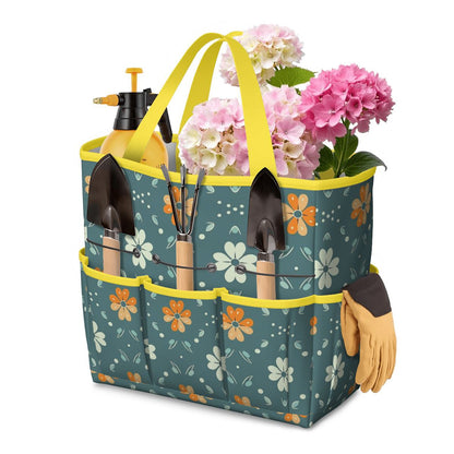 Mid Century Modern Scandinavian Blue, Orange Cream Retro Floral Garden Tool Bag - Mid Century Modern Gal