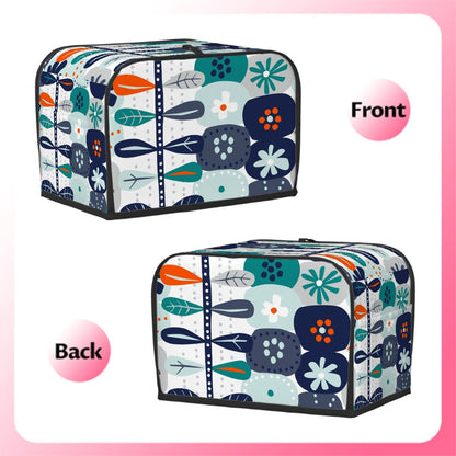 Mod Mod Boho Modern Danish Floral Blue Orange White Retro Kitchen 2 Slice Toaster Cover - Mid Century Modern Gal