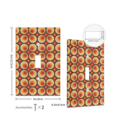 Retro Groovy Space Orbs, Orange Brown Faux Leather Texture Switch Cover 1-Gang 1 Toggle - Mid Century Modern Gal