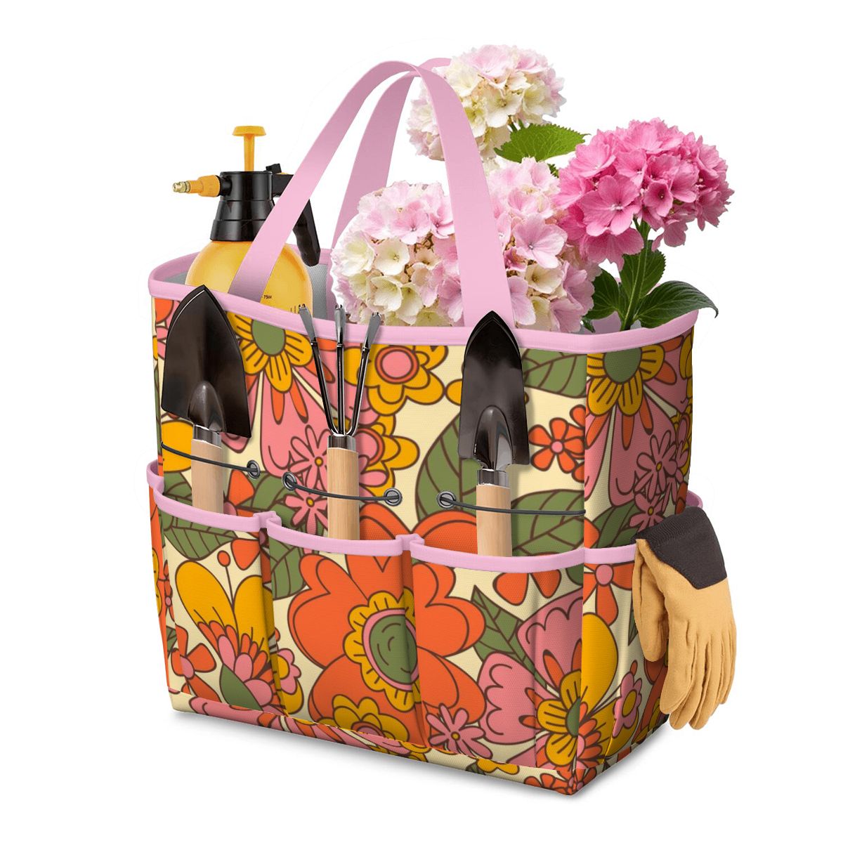 70s Retro Revival Flower Power Groovy Floral Mid Mod Garden Tool Bag - Mid Century Modern Gal