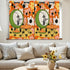 Retro Flower Power Pop Of Orange, Fun Funky Atomic Cat In Egg Chair Blackout Curtains 2 pcs - Mid Century Modern Gal