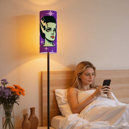 Bride of Frankenstein Retro Mid Mod Horror Buff Purple Halloween Slim Floor Lamp