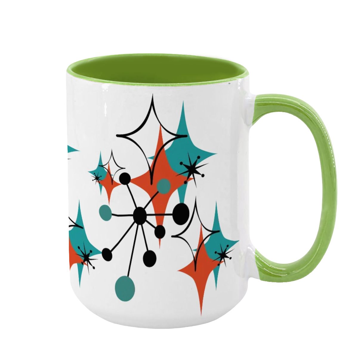 Mid Century Modern Atomic Starburst Sputnik Designed Large Colorful Mug (15oz) - Mid Century Modern Gal