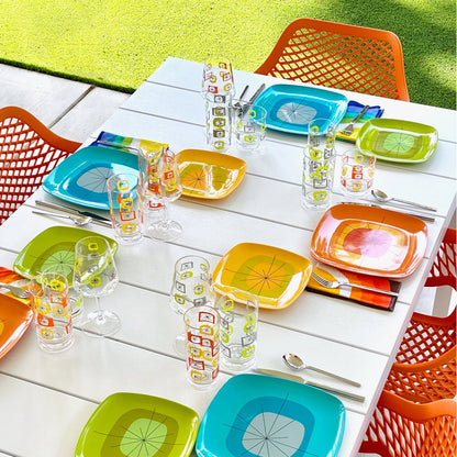Mid Mod Barware Atomic Starburst, Outdoor Acrylic Stemmed Wine, Set of 4 (Blue Green) - Mid Century Modern Gal