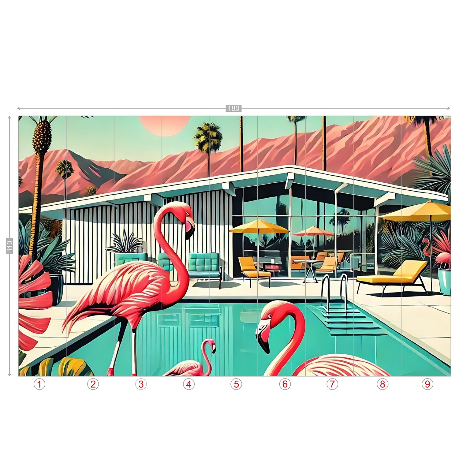 Palm Springs California Wallpaper Mural, Peel And Stick 50s Kitsch