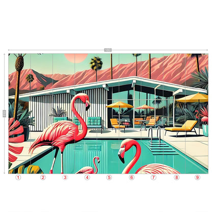 Palm Springs California Wallpaper Mural, Peel And Stick 50s Kitsch