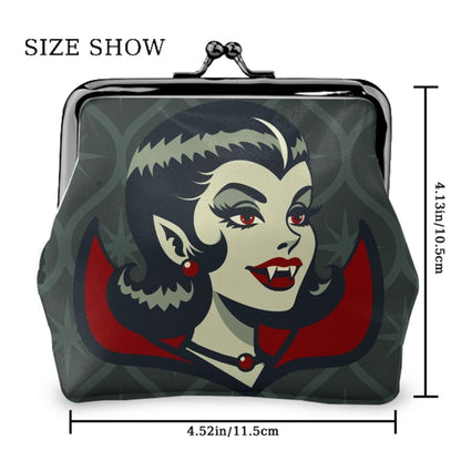 Vampire Dracula Girl Halloween Goth Horror Buff MCM Green Coin Purse - Mid Century Modern Gal