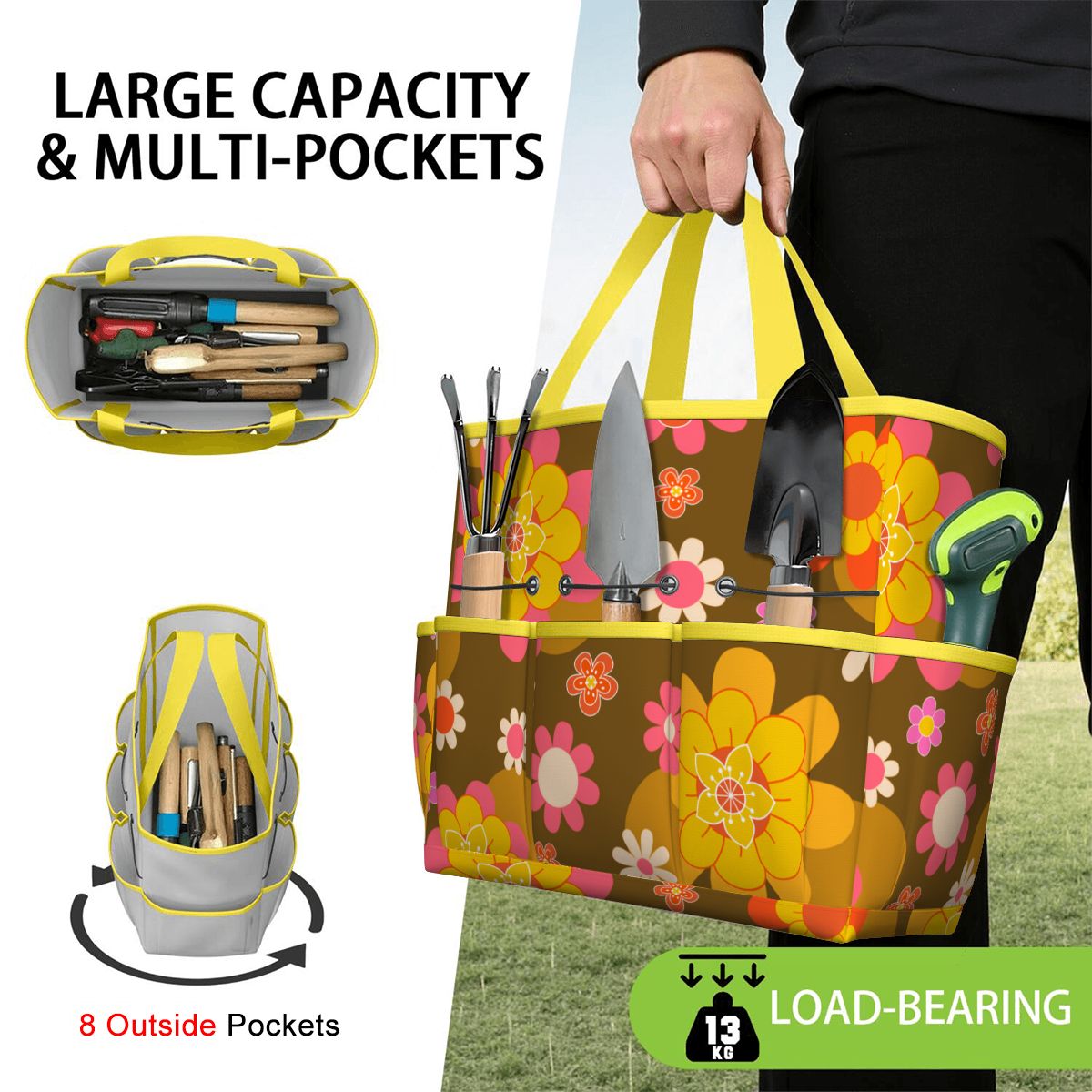 Retro 70s Groovy Flower Power Garden Tool Bag