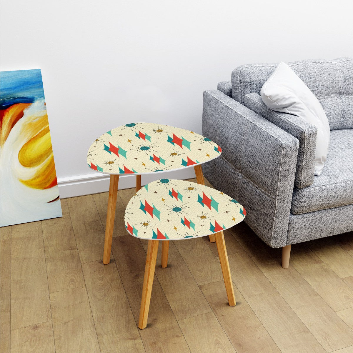 Mid Century Modern Nesting Tables, Accent Tables, Franciscan Starburst MCM Furniture - Mid Century Modern Gal