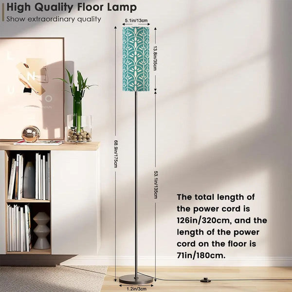 Art Deco Colorful Abstract Floor Lamp | Teal Blue Mid Century Modern Lighting