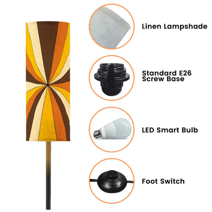 Retro 70s Groovy Brown, Yellow, Orange Mid Century Modern Floor Lamp - Mid Century Modern Gal