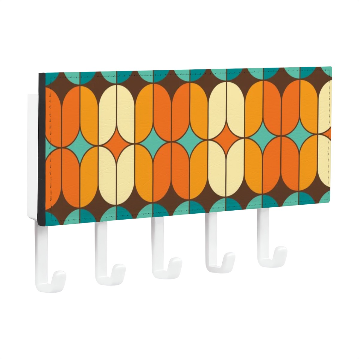 Mid Century Modern Geometric Orange, Mid Mod Groovy Key Holder Wall Mount - Mid Century Modern Gal