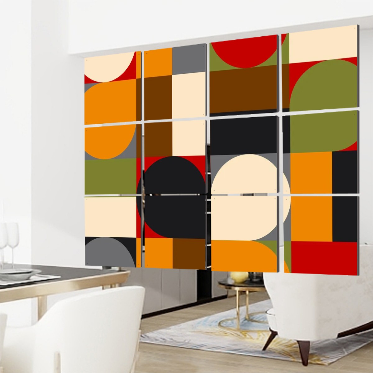 Mid Century Modern Geometric Designed Hanging Room Dividers - Mid Century Modern Gal