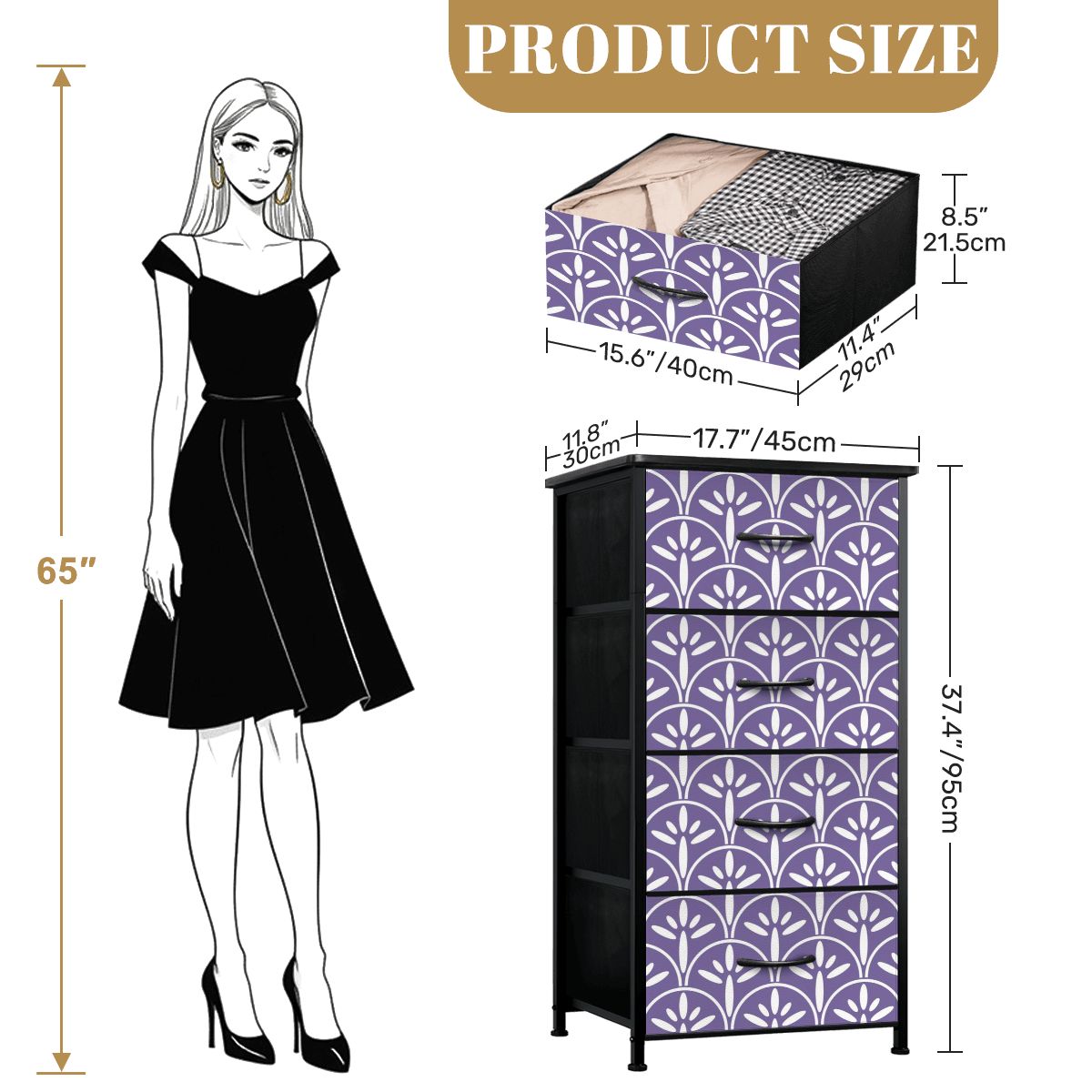 Mid Century Modern Stylish Art Deco Purple and White MCM 4-Drawer Dresser - Mid Century Modern Gal