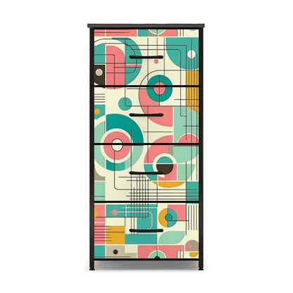 Mid Century Modern Bauhaus Designed Pink, Teal, Yellow 4-Drawer Dresser - Mid Century Modern Gal