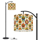 Mid Century Modern Scandinavian Floral Earth Tones Arc Floor Lamp - Mid Century Modern Gal