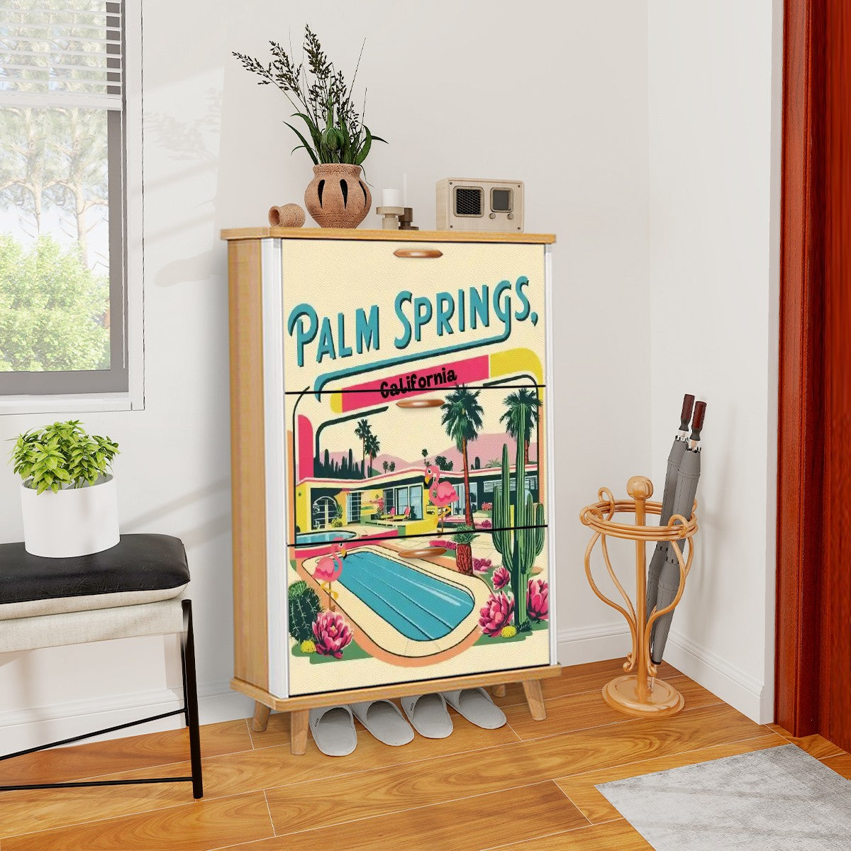 Mid Century Modern Palm Springs California Mid Mod Shoe Cabinet - Mid Century Modern Gal