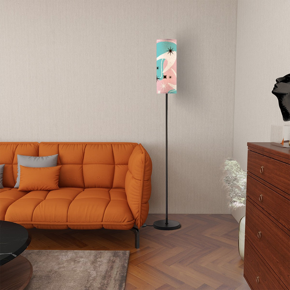 Mid Century Modern Atomic Boomerang, Pink Aqua MCM Floor Lamp - Mid Century Modern Gal
