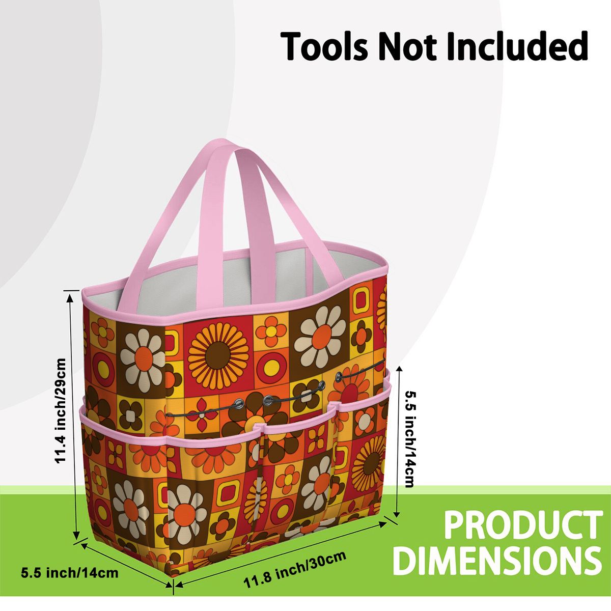 Retro 70s Mod Floral Orange Brown Yellow Mid Mod Hip Garden Tool Bag