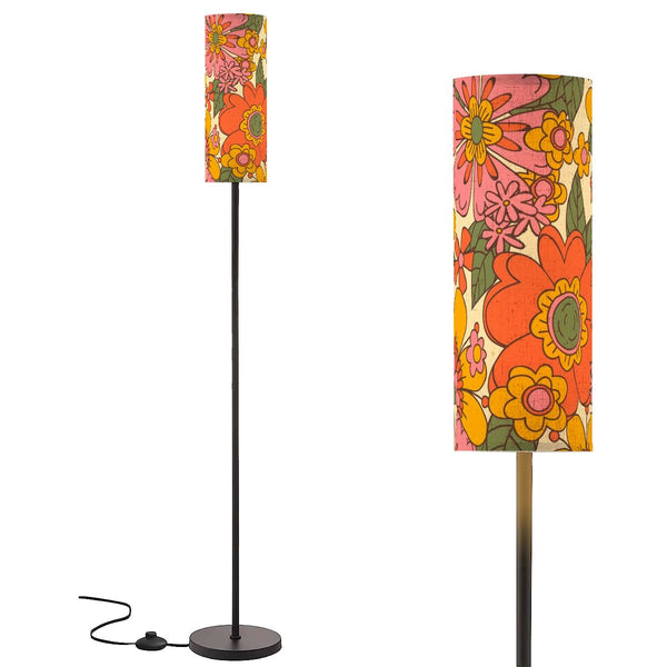 70s Retro Revival Flower Power Groovy Floral Mid Mod Floor Lamp