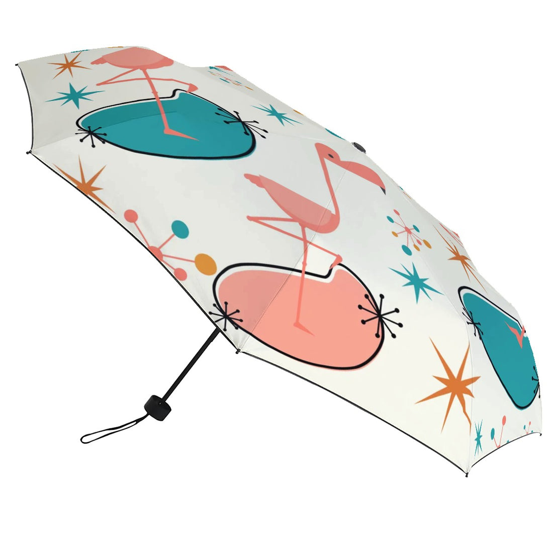 Kitschy Flamingo Palm Springs Designed Mid Mod UV Protection Umbrella - Mid Century Modern Gal