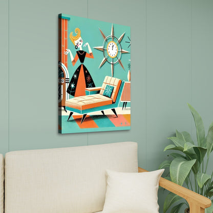 Mid Century Modern Gal Kitschy MCM Fun Quirky Retro Wall Art - Mid Century Modern Gal