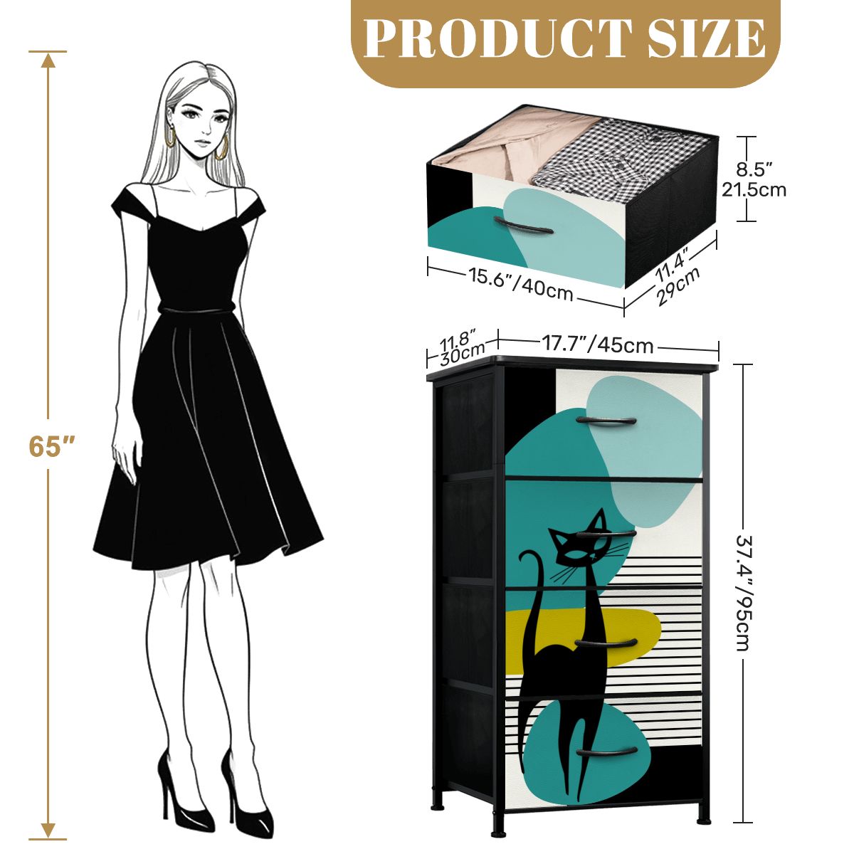 Mid Century Modern Atomic Cat Amoeba Designed Retro 4-Drawer Dresser - Mid Century Modern Gal