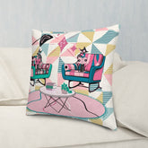 Cats Reading Pillow, Atomic Mid Mod Book Lover, Book Club Gift Ideas Pillow Covers - Mid Century Modern Gal