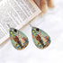 Frankenstein And Bride Kitschy Mod Retro Faux Leather Teardrop Earrings - Mid Century Modern Gal