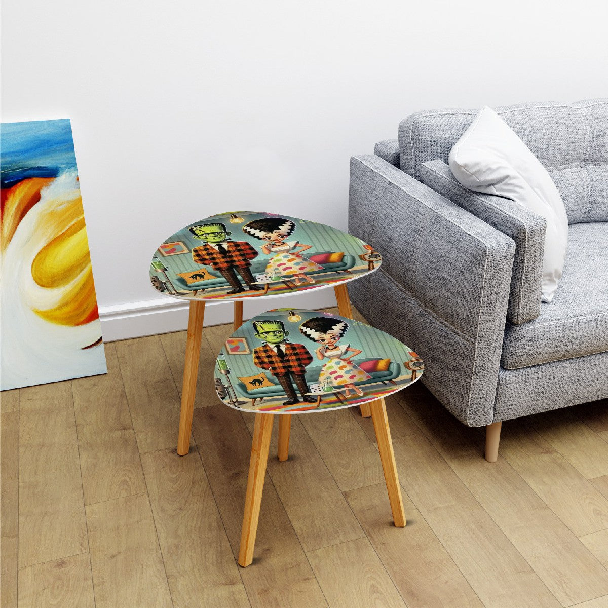 Frankenstein And Bride Retro Mod Vibes Mid Century Modern Nesting Tables - Mid Century Modern Gal