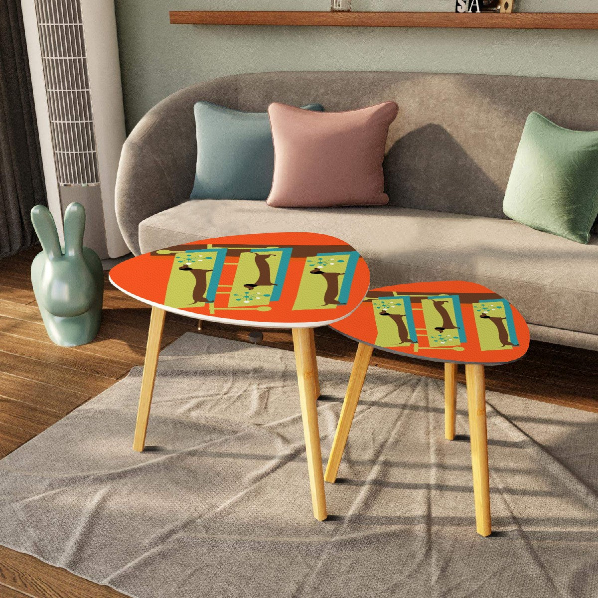 Mid Century Modern Nesting Tables, Retro Dachsund Doxie Dog Lover Decor - Mid Century Modern Gal