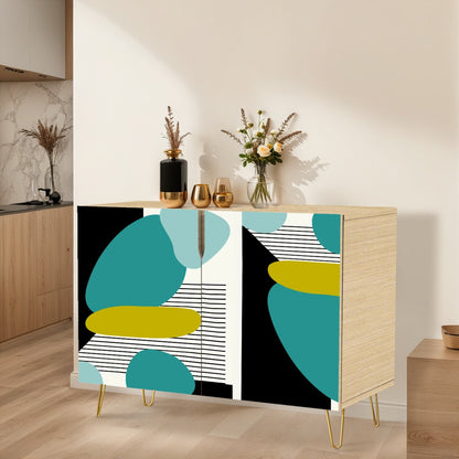 Mid Century Modern Sideboard Credenza, Geometric Amoeba Designed Mod Furniture - Mid Century Modern Gal