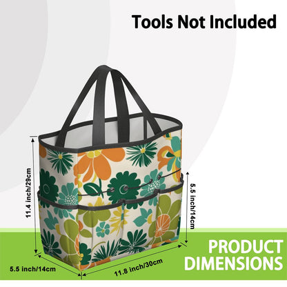 70s Flower Power Retro Groovy Mod Orange Yellow Teal Green Garden Tool Bag - Mid Century Modern Gal