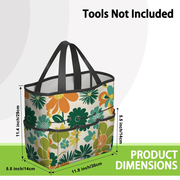 70s Flower Power Retro Groovy Mod Orange Yellow Teal Green Garden Tool Bag