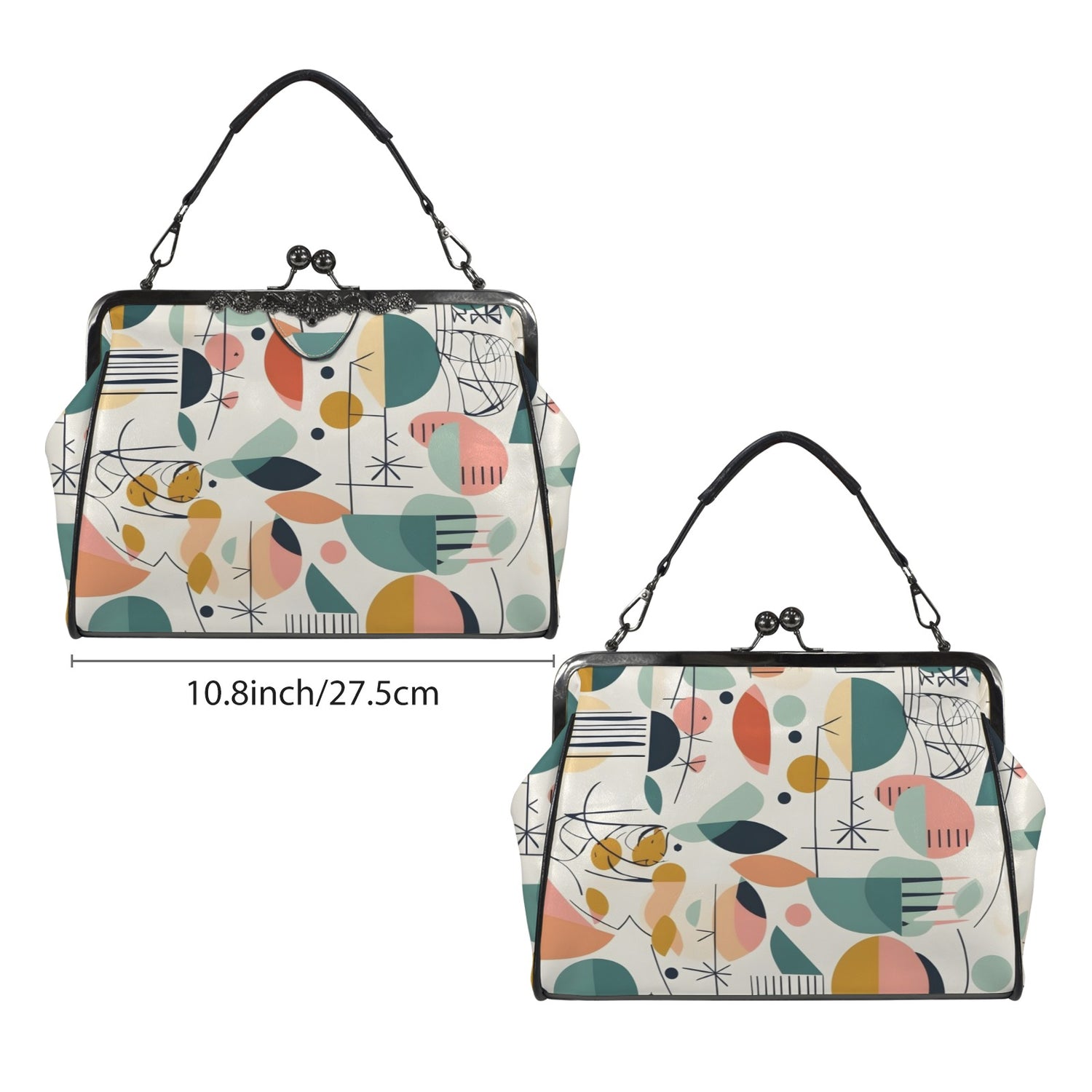 Modern Danish Scandinavian Designed Abstract Mid Century Modern Kisslock Crossbody Purse - Mid Century Modern Gal