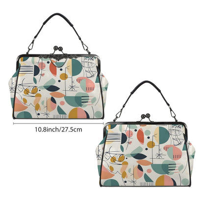 Modern Danish Scandinavian Designed Abstract Mid Century Modern Kisslock Crossbody Purse - Mid Century Modern Gal