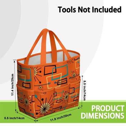 Mid Century Modern Sinatra Orange, Starburst, Geometric Funky Fun Garden Tool Bag