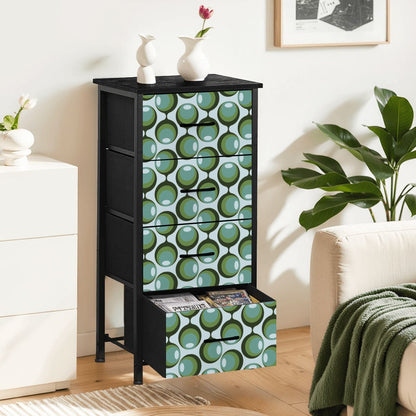 Mid Century Modern Olive Green Groovy Orbs Retro 4-Drawer Dresser - Mid Century Modern Gal