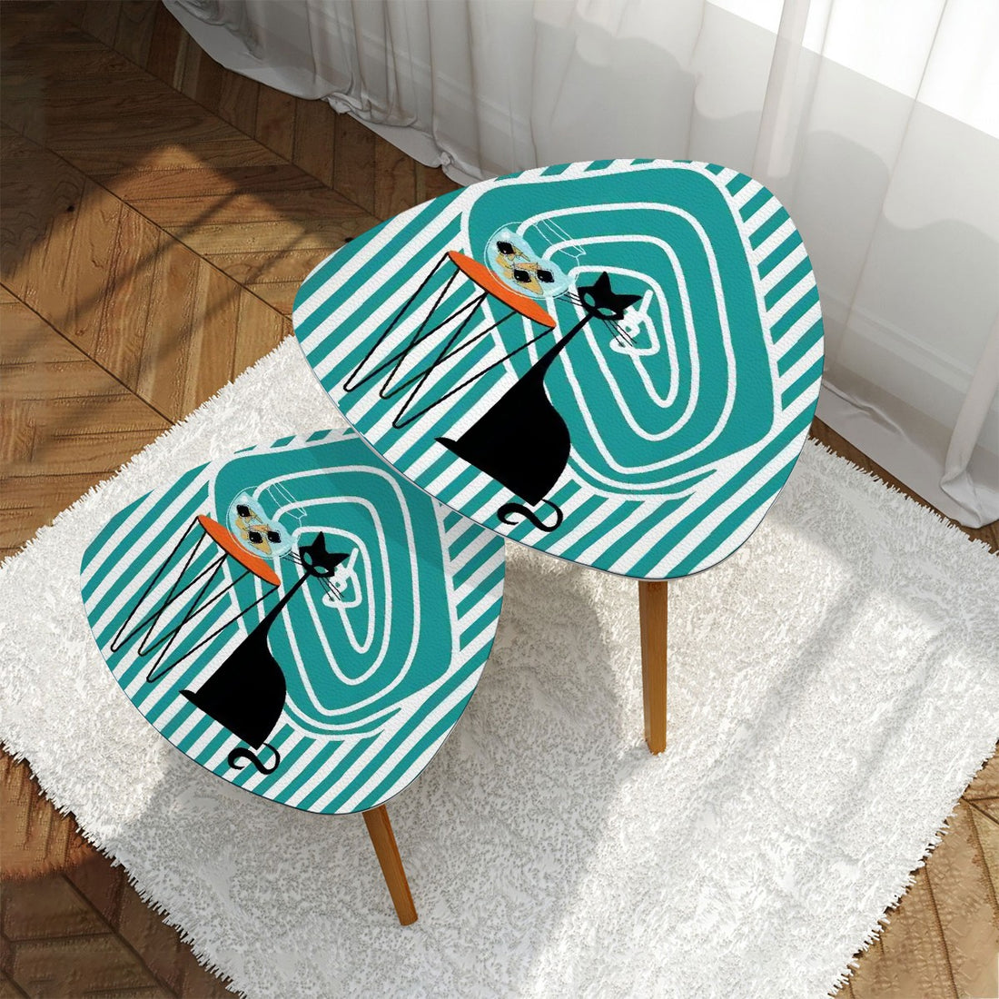 Atomic Cat Fish Art Mid Century Modern Kitschy Retro Nesting Tables - Mid Century Modern Gal