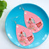 Mid Century Modern Christmas Old Timey Santa Pink Mod 50s Gal Faux Leather Teardrop Earrings - Mid Century Modern Gal