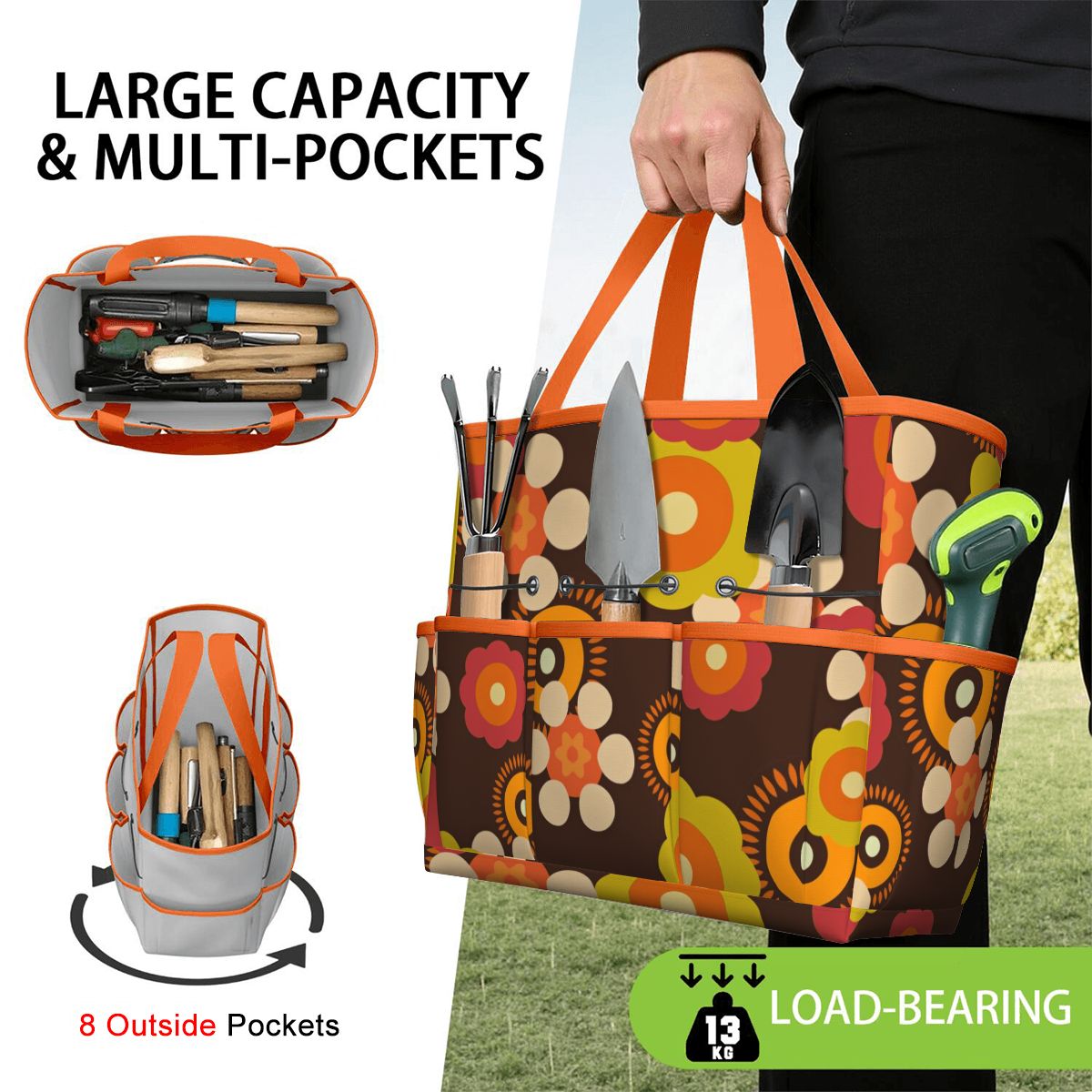 Retro Flower Power 70s Garden Tool Bag