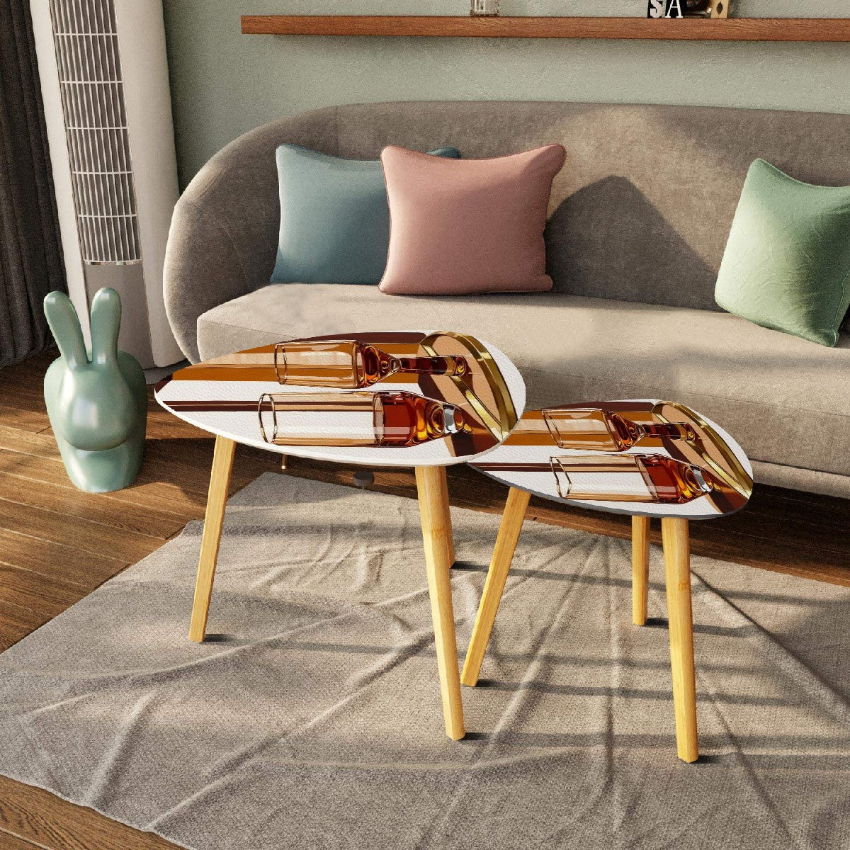 Bourbon Whisky Mid Century Modern Nesting Tables - Mid Century Modern Gal