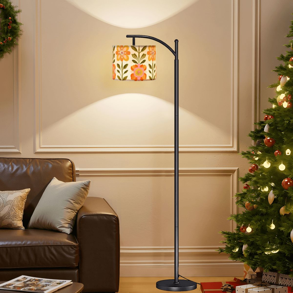 Modern Danish Scandinavian Floral Designed Mid Century Modern Arc Floor Lamp - Mid Century Modern Gal